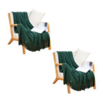 SOGA 2X Green Diamond Pattern Knitted Throw Blanket Warm Cozy Woven Cover Couch Bed Sofa Home Decor with Tassels, Home>Bed Linen>Throws And Blankets>Blankets, , , , ,  - NZ DEPOT 1