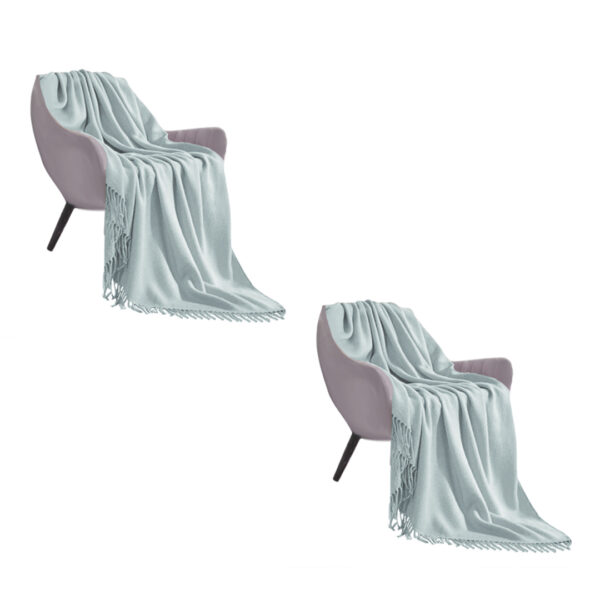 SOGA 2X Grey Acrylic Knitted Throw Blanket Solid Fringed Warm Cozy Woven Cover Couch Bed Sofa Home Decor, Home>Bed Linen>Throws And Blankets>Blankets, , , , ,  - NZ DEPOT 1