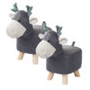 SOGA 2X Grey Children Bench Deer Character Round Ottoman Stool Soft Small Comfy Seat Home Decor, Furniture>Other Seating>Benches, , , , ,  - NZ DEPOT 1