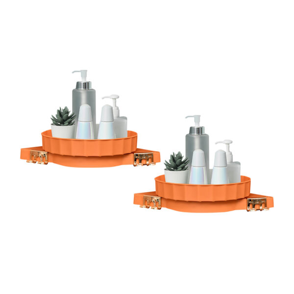 SOGA 2X Orange 360 Degree Wall-Mounted Rotating Bathroom Organiser Corner Vanity Rack Toilet Adhesive Storage Shelf, Home>Bathroom>Bathroom Accessories>Bathroom Storage, , , , ,  - NZ DEPOT 1