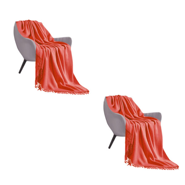 SOGA 2X Orange Acrylic Knitted Throw Blanket Solid Fringed Warm Cozy Woven Cover Couch Bed Sofa Home Decor, Home>Bed Linen>Throws And Blankets>Blankets, , , , ,  - NZ DEPOT 1