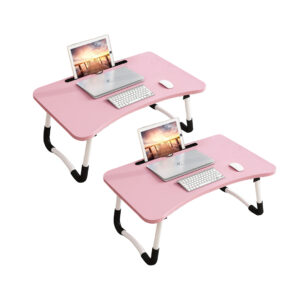 SOGA 2X Pink Portable Bed Table Adjustable Foldable Bed Sofa Study Table Laptop Mini Desk with Notebook Stand Card Slot Holder Home Decor, Desks & Computer Tables, , , , ,  - NZ DEPOT 1