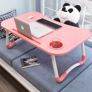 SOGA 2X Pink Portable Bed Table Adjustable Folding Mini Desk Notebook Stand Card Slot Holder with Cup-Holder Home Decor, Desks & Computer Tables, , , , ,  - NZ DEPOT 2