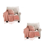 SOGA 2X Pink Tassel Fringe Knitting Blanket Warm Cozy Woven Cover Couch Bed Sofa Home Decor, Home>Bed Linen>Throws And Blankets>Blankets, , , , ,  - NZ DEPOT 1