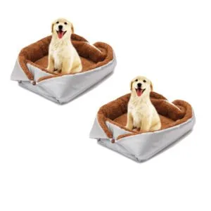 Buy SOGA 2X Silver Dual-purpose Cushion Nest Cat Dog Bed Warm Plush Kennel Mat Pet Home Travel Essentials Online - Pet Supplies/Dogs/Carriers & Travel Products - 1 - NZ Depot Free Shipping