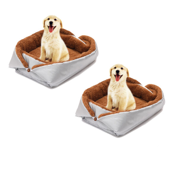SOGA 2X Silver Dual-purpose Cushion Nest Cat Dog Bed Warm Plush Kennel Mat Pet Home Travel Essentials, Pet Supplies>Dogs>Carriers & Travel Products, , , , ,  - NZ DEPOT 1