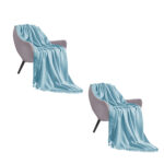 SOGA 2X Sky Blue Acrylic Knitted Throw Blanket Solid Fringed Warm Cozy Woven Cover Couch Bed Sofa Home Decor, Home>Bed Linen>Throws And Blankets>Blanket, , , , ,  - NZ DEPOT 1