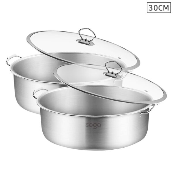 Soga 2X Stainless Steel 30Cm Casserole With Lid Induction Cookware, Home &Amp; Living, Kitchen &Amp; Dining, Cookware, Casserole Dishes, ,  - Nz Depot 1