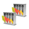 SOGA 2X Stainless Steel Buffet Restaurant Spoon Utensil Holder Storage Rack 4 Holes, Home & Living>Kitchen & Dining>Tableware>Cutlery, , , , ,  - NZ DEPOT 1