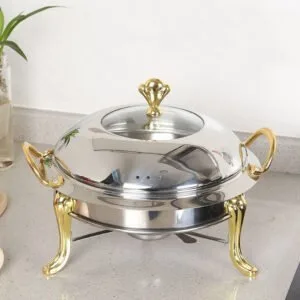 Buy SOGA 2X Stainless Steel Gold Accents Round Buffet Chafing Dish Cater Food Warmer Chafer with Glass Top Lid Online - Business & Industrial/Food Service/Plate & Dish Warmers - 2 - NZ Depot Free Shipping