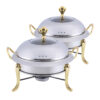 SOGA 2X Stainless Steel Gold Accents Round Buffet Chafing Dish Cater Food Warmer Chafer with Glass Top Lid, Business & Industrial, Food Service, Plate & Dish Warmers, , ,  - NZ DEPOT 1