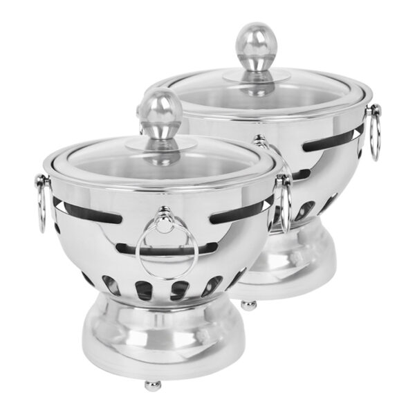 SOGA 2X Stainless Steel Mini Asian Buffet Hot Pot Single Person Shabu Alcohol Stove Burner with Glass Lid, Business & Industrial>Food Service>Plate & Dish Warmers, , , , ,  - NZ DEPOT 1