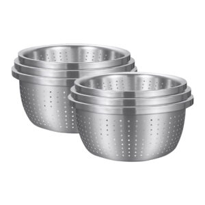 SOGA 2X Stainless Steel Nesting Basin Colander Perforated Kitchen Sink Washing Bowl Metal Basket Strainer Set of 3, Home & Living, Kitchen & Dining, Bakeware, Mixing Bowls, ,  - NZ DEPOT 1