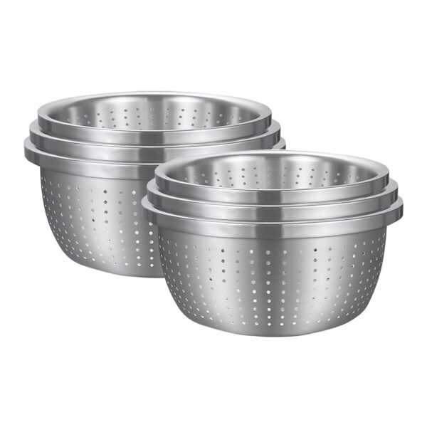 SOGA 2X Stainless Steel Nesting Basin Colander Perforated Kitchen Sink Washing Bowl Metal Basket Strainer Set of 3, Home & Living>Kitchen & Dining>Bakeware>Mixing Bowls, , , , ,  - NZ DEPOT 1