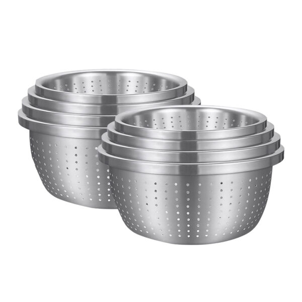 SOGA 2X Stainless Steel Nesting Basin Colander Perforated Kitchen Sink Washing Bowl Metal Basket Strainer Set of 4, Home & Living>Kitchen & Dining>Bakeware>Mixing Bowls, , , , ,  - NZ DEPOT 1