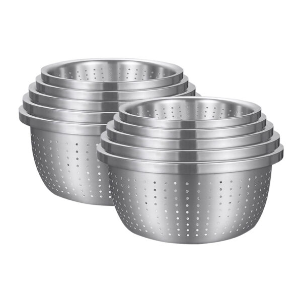 SOGA 2X Stainless Steel Nesting Basin Colander Perforated Kitchen Sink Washing Bowl Metal Basket Strainer Set of 5, Home & Living, Kitchen & Dining, Bakeware, Mixing Bowls, ,  - NZ DEPOT 1