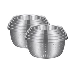 SOGA 2X Stainless Steel Nesting Basin Colander Perforated Kitchen Sink Washing Bowl Metal Basket Strainer Set of 5, Home & Living, Kitchen & Dining, Bakeware, Mixing Bowls, ,  - NZ DEPOT 1