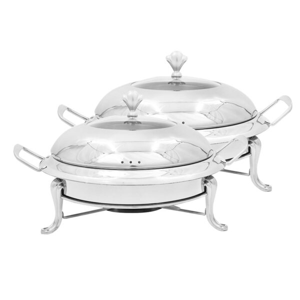 SOGA 2X Stainless Steel Round Buffet Chafing Dish Cater Food Warmer Chafer with Glass Top Lid, Business & Industrial>Food Service>Plate & Dish Warmers, , , , ,  - NZ DEPOT 1