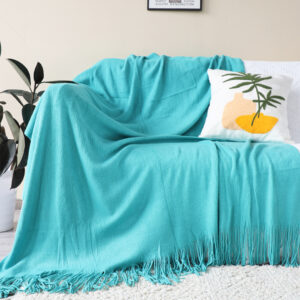 SOGA 2X Teal Acrylic Knitted Throw Blanket Solid Fringed Warm Cozy Woven Cover Couch Bed Sofa Home Decor, Home, Bed Linen, Throws And Blankets, Blankets, ,  - NZ DEPOT 2