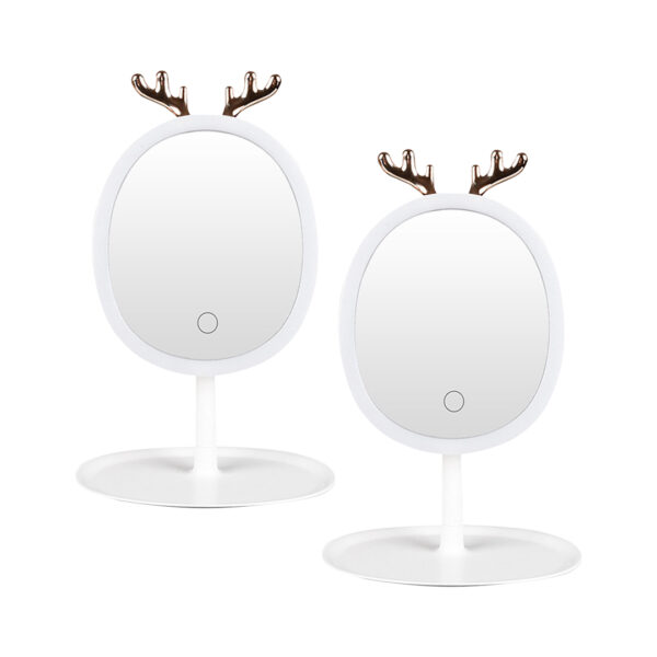 SOGA 2X White Antler LED Light Makeup Mirror Tabletop Vanity Home Decor, Home, Bathroom, Bathroom Accessories, Bathroom Storage, ,  - NZ DEPOT 1