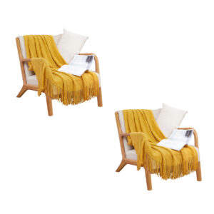 SOGA 2X Yellow Diamond Pattern Knitted Throw Blanket Warm Cozy Woven Cover Couch Bed Sofa Home Decor with Tassels, Home, Bed Linen, Throws And Blankets, Blankets, ,  - NZ DEPOT 1