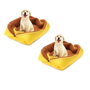 Buy SOGA 2X Yellow Dual-purpose Cushion Nest Cat Dog Bed Warm Plush Kennel Mat Pet Home Travel Essentials Online - Pet Supplies/Dogs/Carriers & Travel Products - 1 - NZ Depot Free Shipping