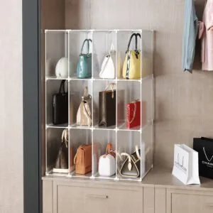 Buy SOGA 3 Tier Multifunctional PP Plastic Bag Box Portable Cubby DIY Storage Shelves Stackable Handbag Purse Organiser Online - Home & Living/Bedroom/Bedroom Storage Solutions - 2 - NZ Depot Free Shipping