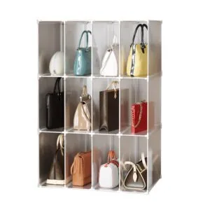 Buy SOGA 3 Tier Multifunctional PP Plastic Bag Box Portable Cubby DIY Storage Shelves Stackable Handbag Purse Organiser Online - Home & Living/Bedroom/Bedroom Storage Solutions - 1 - NZ Depot Free Shipping