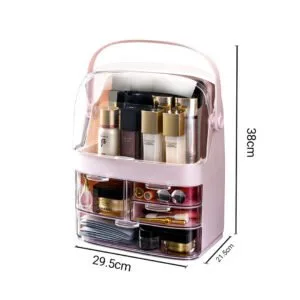 Buy SOGA 3 Tier Pink Countertop Makeup Cosmetic Storage Organiser Skincare Holder Jewelry Storage Box with Handle Online - Home/Bathroom/Bathroom Accessories/Bathroom Storage - 2 - NZ Depot Free Shipping
