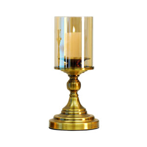 Soga 33.5Cm Gold Nordic Deluxe Candlestick Candle Holder Stand Pillar Glass Iron Nz Depot - Nz Depot