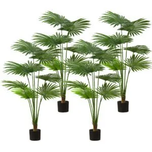 Buy SOGA 4X 150cm Artificial Natural Green Fan Palm Tree Fake Tropical Indoor Plant Home Office Decor Online - Home & Living/Home Decor/Artificial Plants - 1 - NZ Depot Free Shipping