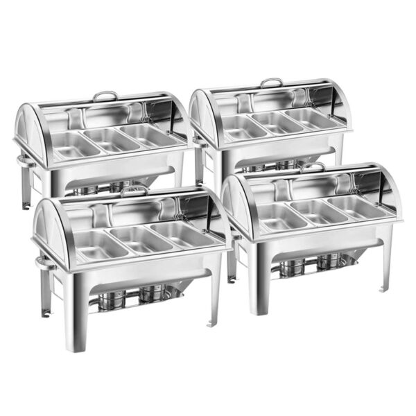 SOGA 4X 3L Triple Tray Stainless Steel Roll Top Chafing Dish Food Warmer, Furniture>Kitchen & Dining Room Furniture>Buffets, Sideboards & Kitchen Islands, , , , ,  - NZ DEPOT 1