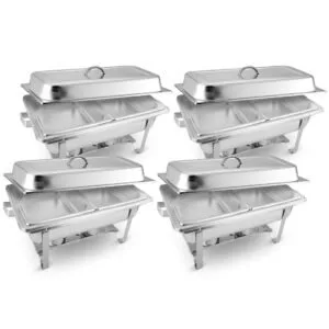 Buy SOGA 4X 4.5L Dual Tray Stainless Steel Chafing Food Warmer Catering Dish Online - Furniture/Kitchen & Dining Room Furniture/Buffets, Sideboards & Kitchen Islands - 1 - NZ Depot Free Shipping