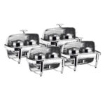 SOGA 4X 6.5L Stainless Steel Double Soup Tureen Bowl Station Roll Top Buffet Chafing Dish Catering Chafer Food Warmer Server, Furniture>Kitchen & Dining Room Furniture>Buffets, Sideboards & Kitchen Islands, , , , ,  - NZ DEPOT 1