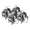 SOGA 4X 6.5L Stainless Steel Round Soup Tureen Bowl Station Roll Top Buffet Chafing Dish Catering Chafer Food Warmer Server, Business & Industrial>Food Service>Plate & Dish Warmers, , , , , - NZ DEPOT 1
