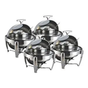 Buy SOGA 4X 6.5L Stainless Steel Round Soup Tureen Bowl Station Roll Top Buffet Chafing Dish Catering Chafer Food Warmer Server Online - Business & Industrial/Food Service/Plate & Dish Warmers - 1 - NZ Depot Free Shipping