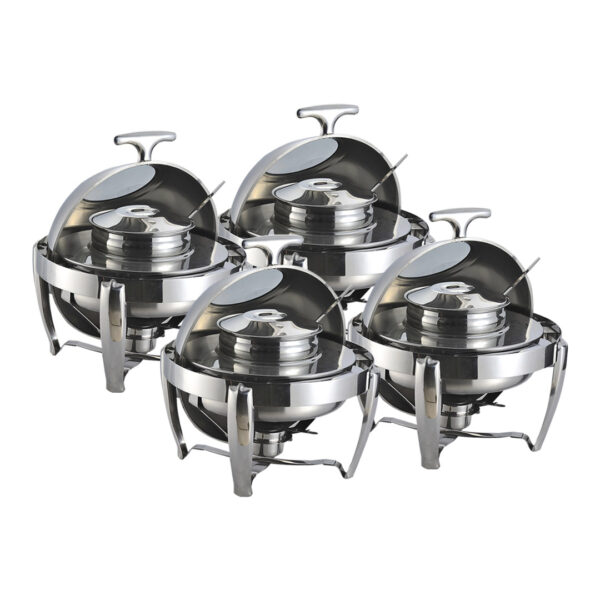 Soga 4X 6.5L Stainless Steel Round Soup Tureen Bowl Station Roll Top Buffet Chafing Dish Catering Chafer Food Warmer Server, Business &Amp; Industrial, Food Service, Plate &Amp; Dish Warmers, , ,  - Nz Depot 1