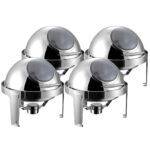 SOGA 4X 6L Round Chafing Stainless Steel Food Warmer with Glass Roll Top, Furniture>Kitchen & Dining Room Furniture>Buffets, Sideboards & Kitchen Islands, , , , ,  - NZ DEPOT 1