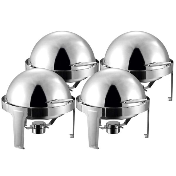 SOGA 4X 6L Stainless Steel Chafing Food Warmer Catering Dish Round Roll Top, Furniture, Kitchen & Dining Room Furniture, Buffets, Sideboards & Kitchen Islands, , ,  - NZ DEPOT 1