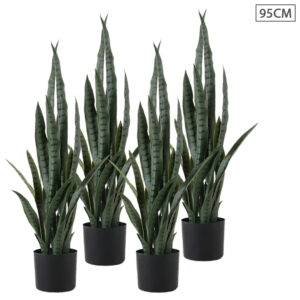 SOGA 4X 95cm Sansevieria Snake Artificial Plants with Black Plastic Planter Greenery, Home Office Decor, Home & Living, Home Decor, Artificial Plants, , ,  - NZ DEPOT 1