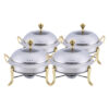 SOGA 4X Stainless Steel Gold Accents Round Buffet Chafing Dish Cater Food Warmer Chafer with Glass Top Lid, Business & Industrial>Food Service>Plate & Dish Warmers, , , , , - NZ DEPOT 1