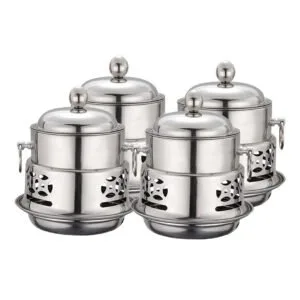 Buy SOGA 4X Stainless Steel Mini Asian Buffet Hot Pot Single Person Shabu Alcohol Stove Burner with Lid Online - Business & Industrial/Food Service/Plate & Dish Warmers - 1 - NZ Depot Free Shipping