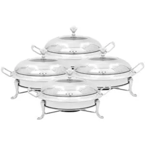 Buy SOGA 4X Stainless Steel Round Buffet Chafing Dish Cater Food Warmer Chafer with Glass Top Lid Online - Business & Industrial/Food Service/Plate & Dish Warmers - 1 - NZ Depot Free Shipping