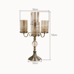 SOGA 58cm 4-Slots Glass Candlestick Candle Holder Stand Pillar Glass/Iron Metal, Home & Living, Home Decor, Candles & Holders, Candle Accessories, ,  - NZ DEPOT 2