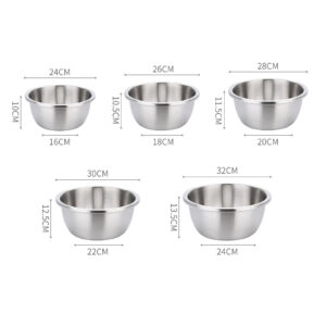 SOGA 5Pcs Deepen Matte Stainless Steel Stackable Baking Washing Mixing Bowls Set Food Storage Basin, Home & Living, Kitchen & Dining, Bakeware, Mixing Bowls, ,  - NZ DEPOT 2