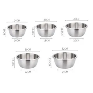 Buy SOGA 5Pcs Deepen Matte Stainless Steel Stackable Baking Washing Mixing Bowls Set Food Storage Basin Online - Home & Living/Kitchen & Dining/Bakeware/Mixing Bowls - 2 - NZ Depot Free Shipping