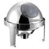 SOGA 6L Round Chafing Stainless Steel Food Warmer with Glass Roll Top, Furniture>Kitchen & Dining Room Furniture>Buffets, Sideboards & Kitchen Islands, , , , ,  - NZ DEPOT 1