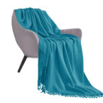 SOGA Blue Acrylic Knitted Throw Blanket Solid Fringed Warm Cozy Woven Cover Couch Bed Sofa Home Decor, Home>Bed Linen>Throws And Blankets>Blankets, , , , ,  - NZ DEPOT 1