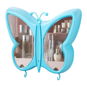 SOGA Blue Butterfly Shape Wall-Mounted Makeup Organiser Dustproof Waterproof Bathroom Storage Box Home Decor, Home, Bathroom, Bathroom Accessories, Bathroom Storage, ,  - NZ DEPOT 1