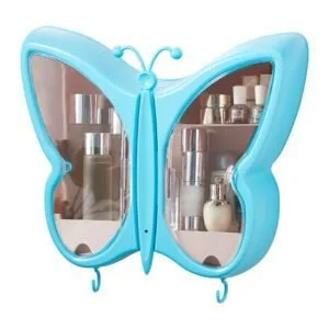 Buy SOGA Blue Butterfly Shape Wall-Mounted Makeup Organiser Dustproof Waterproof Bathroom Storage Box Home Decor Online - Home/Bathroom/Bathroom Accessories/Bathroom Storage - 1 - NZ Depot Free Shipping